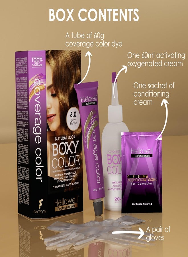 HELLAWELL PROFESSIONALS Professional Coloring kit - Permanent color cream hair dye. Gray Coverage. 6.0 Dark Blonde + Brown Color Shampoo and Conditioner Kit for Revives the Color. - Image 5